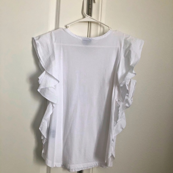 White Sleeveless Ruffled Tee - Picture 2 of 3